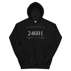 Número 24601, sudadera con capucha en color negro