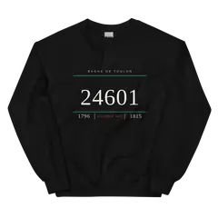 Número 24601, sudadera de cuello redondo en color negro