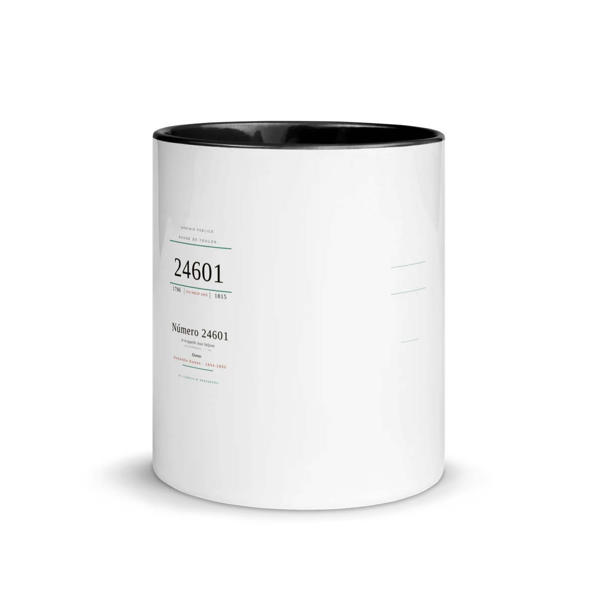 Número 24601, taza de cerámica en color negro