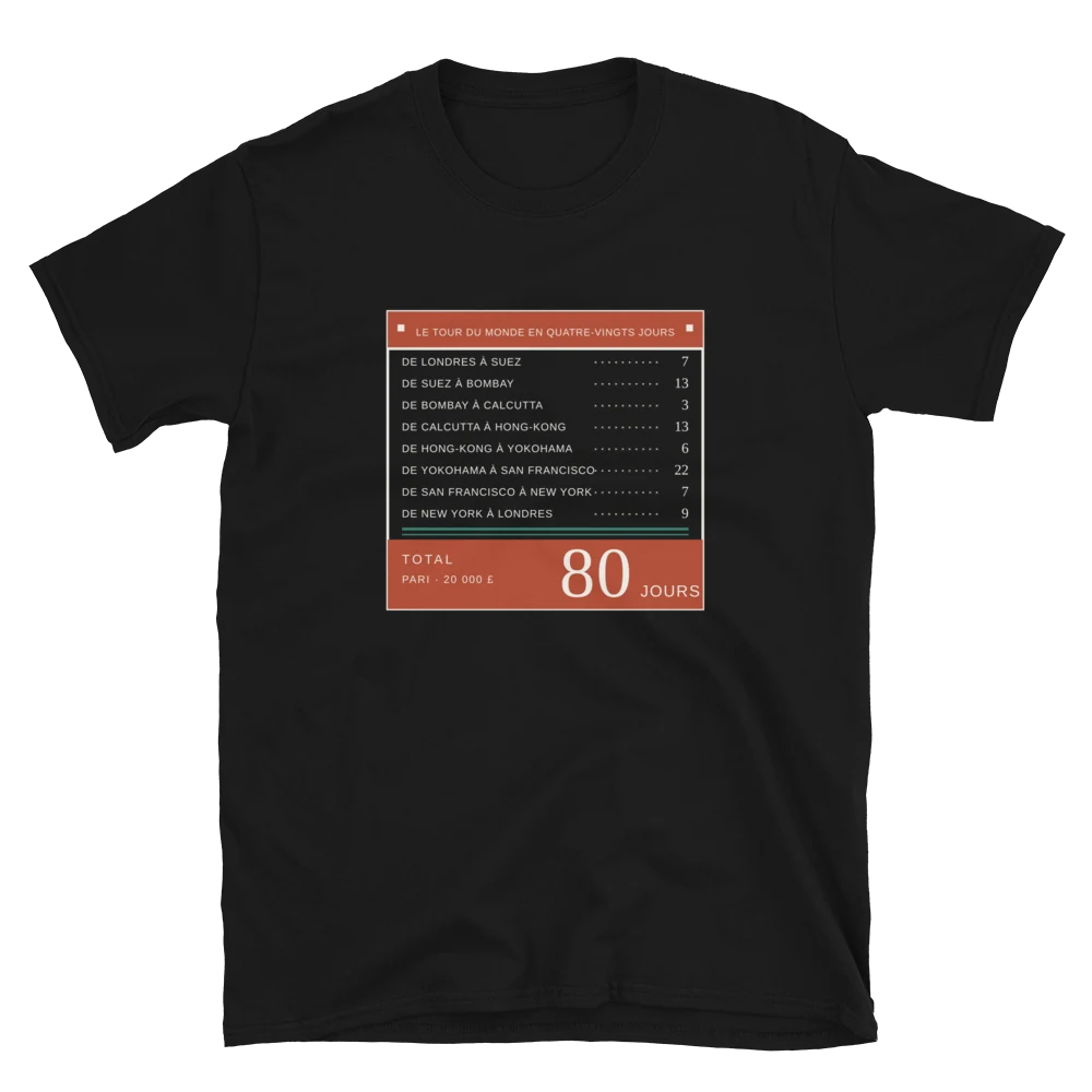 Ochenta días, camiseta de algodón en color negro