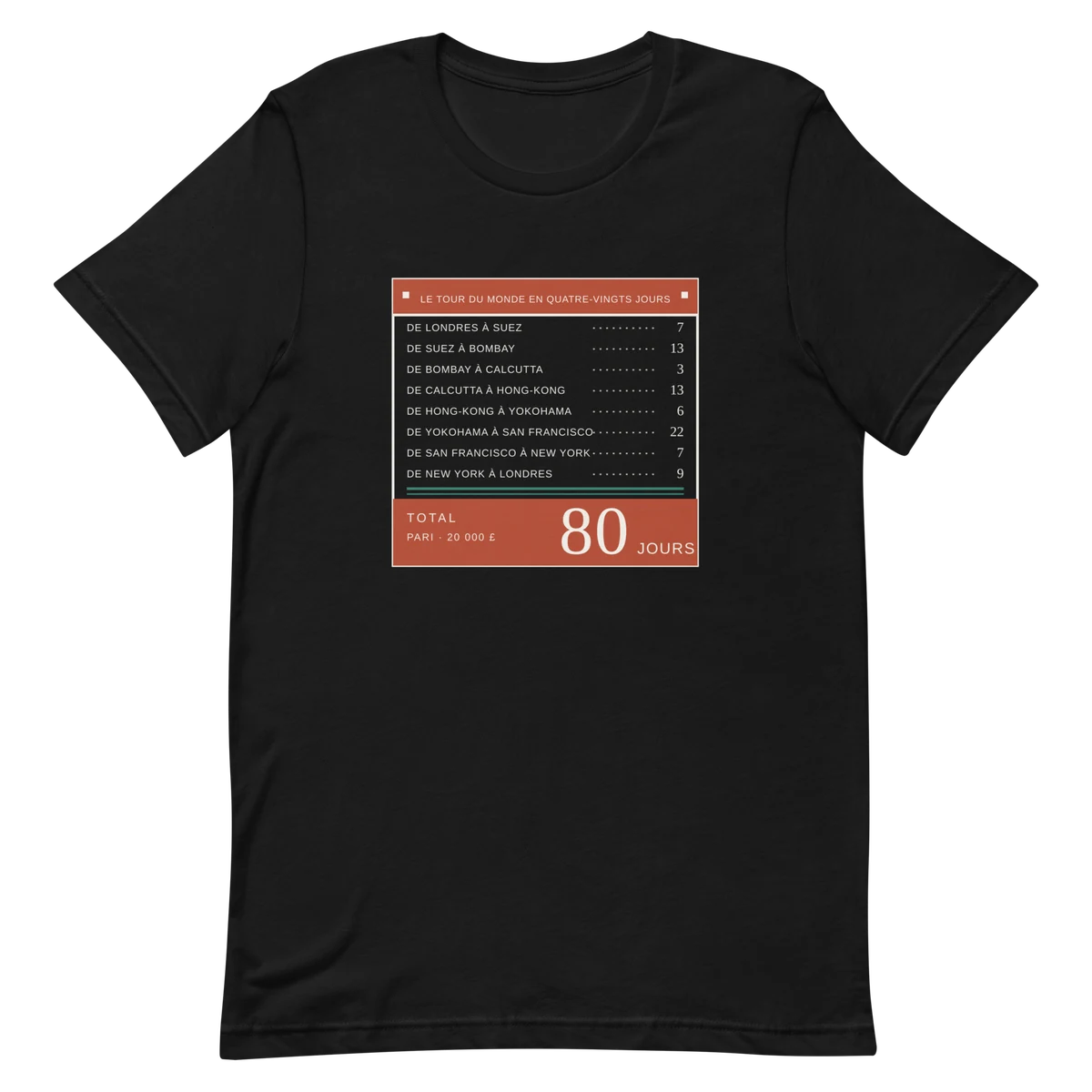 Ochenta días, camiseta premium de algodón en color negro