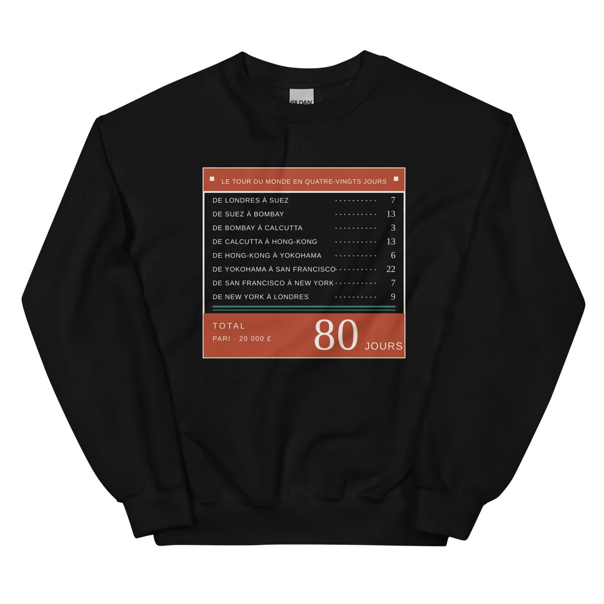 Ochenta días, sudadera de cuello redondo en color negro