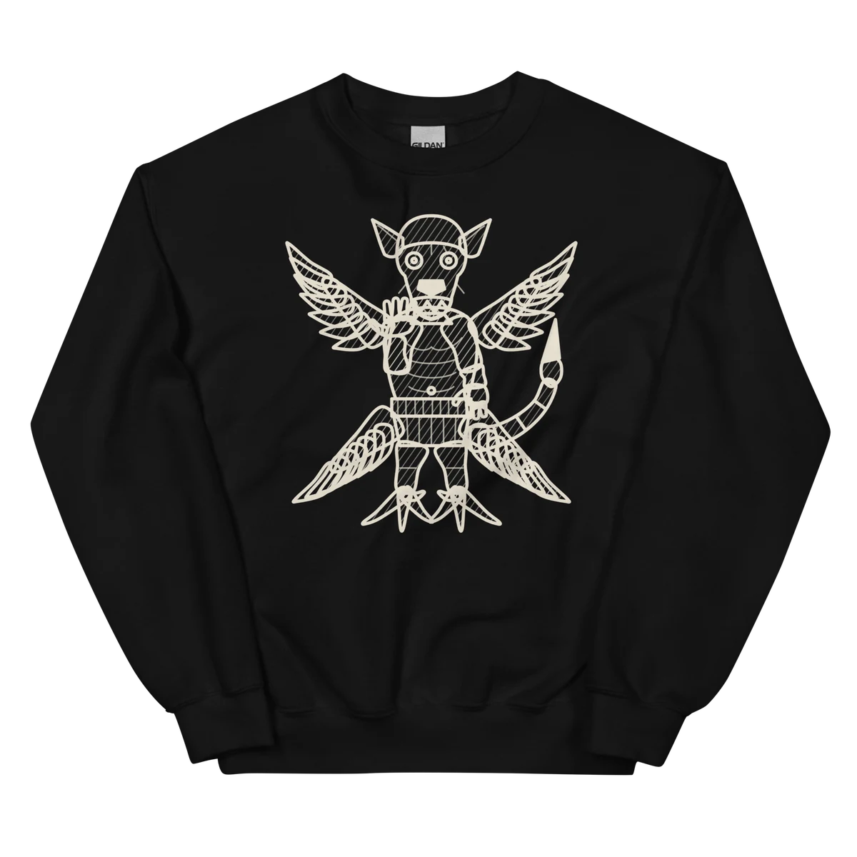 Pazuzu, sudadera de cuello redondo en color negro