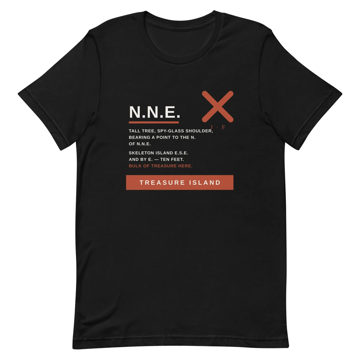 Rumbo NNE, camiseta premium de algodón en color negro