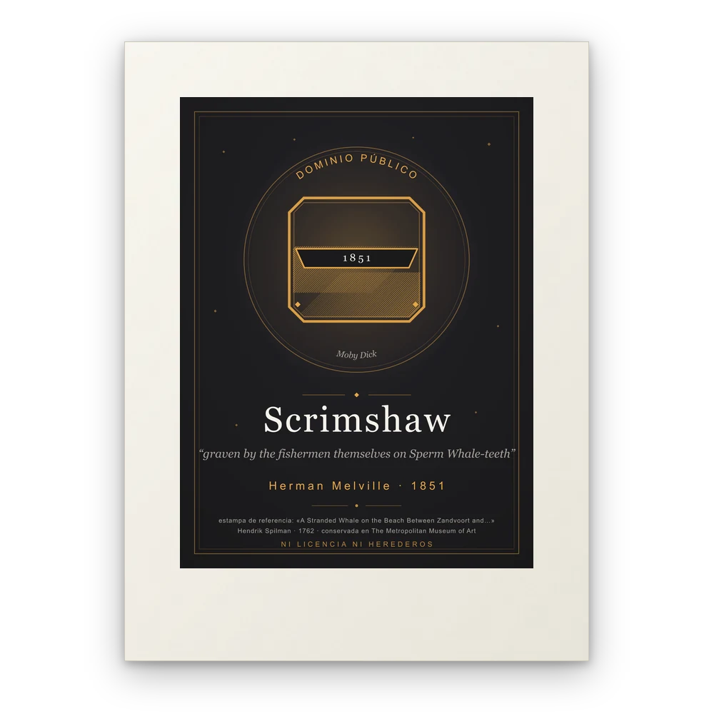 Scrimshaw, lámina en papel mate