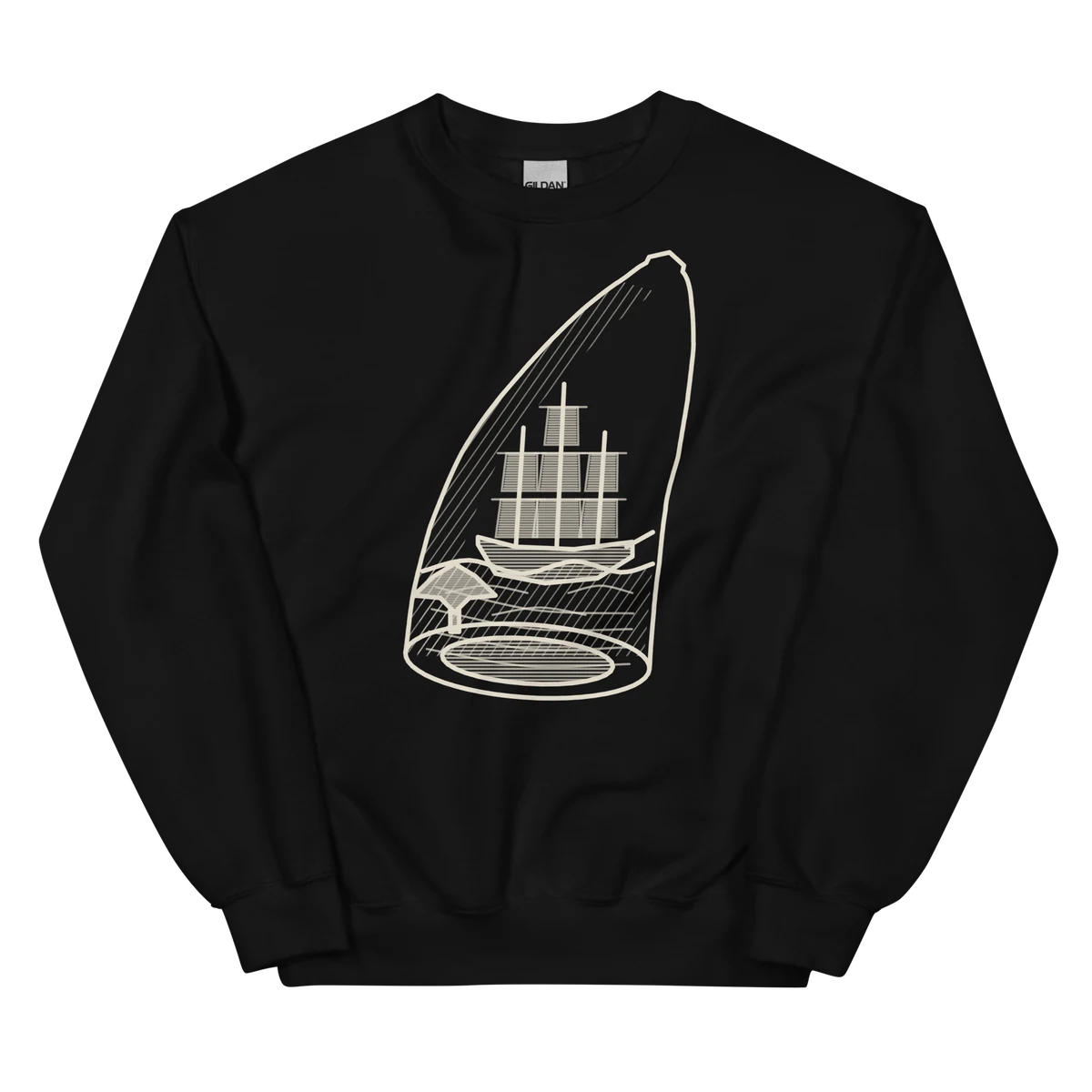 Scrimshaw, sudadera de cuello redondo en color negro