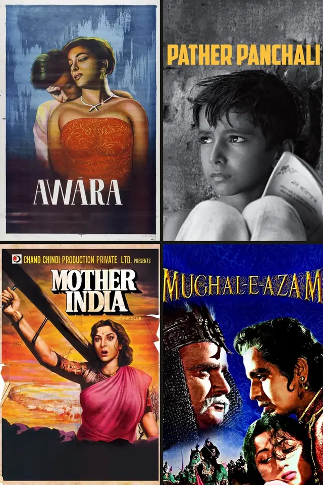 Carteles de El vagabundo, Pather Panchali, Madre India, Mughal-e-Azam