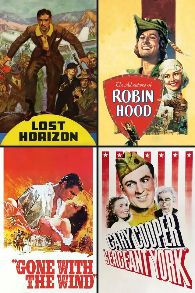 Carteles de Horizontes perdidos, The Adventures of Robin Hood, Lo que el viento se llevó, Sergeant York