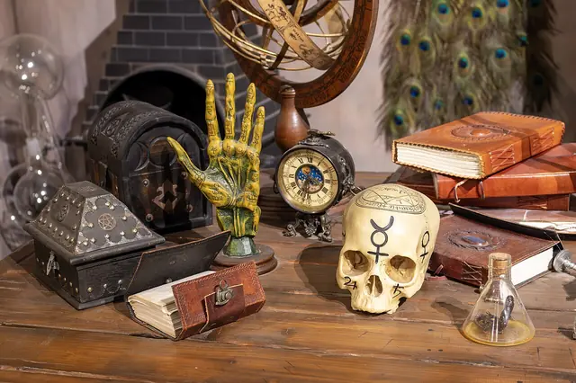 Alchemist's Workshop closeup, Rosicrucian Alchemy Exhibit