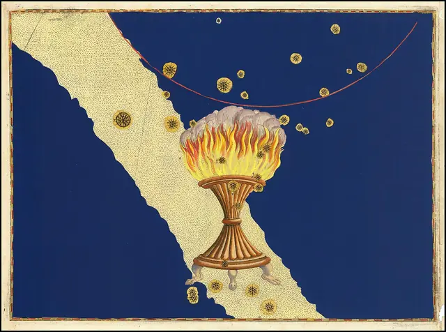 1603 celestial chart of the constellation Ara by Johann Bayer