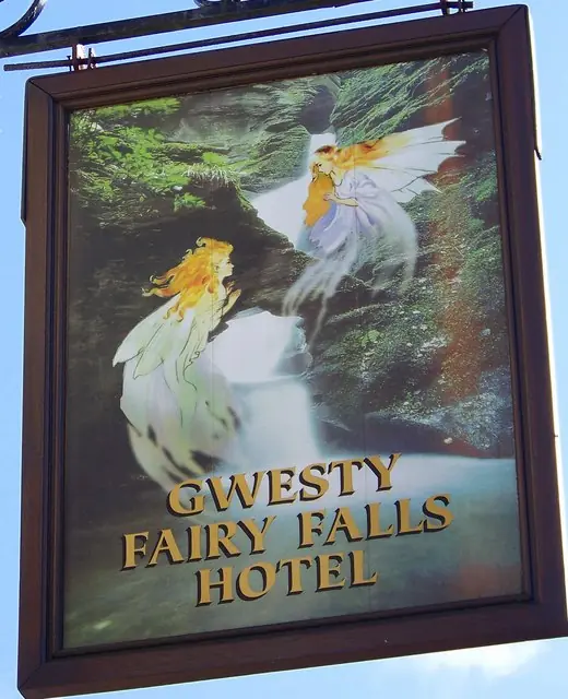 Sign for the Fairy Falls Hotel, Trefriw - geograph.org.uk - 1007731