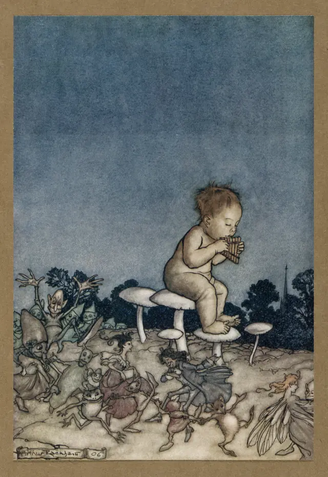 Houghton Typ 905R.06.195 (A) - Arthur Rackham, Peter Pan - Peter Pan is the fairies' orchestra
