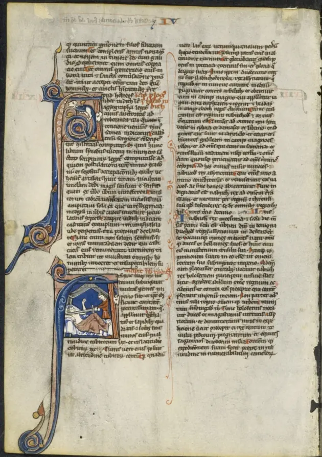 Leaf from a Latin Bible: Initial A and Initial A: Judith Beheading Holofernes