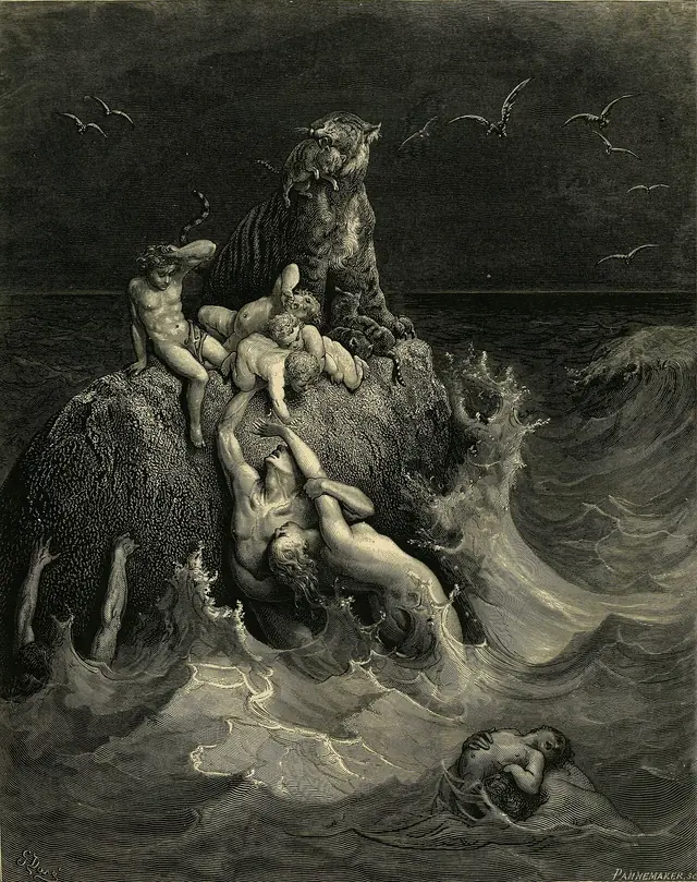 Gustave Doré - The Holy Bible - Plate I, The Deluge (cropped)