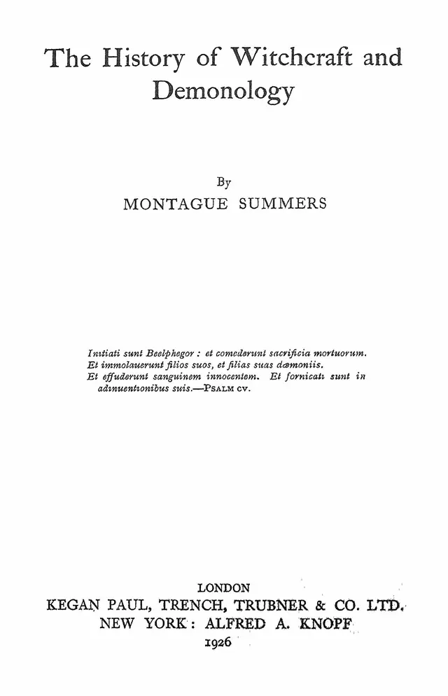 Summers Witchcraft title page