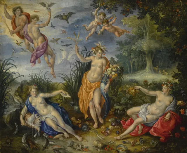 An allegory of abundance with the four elements
