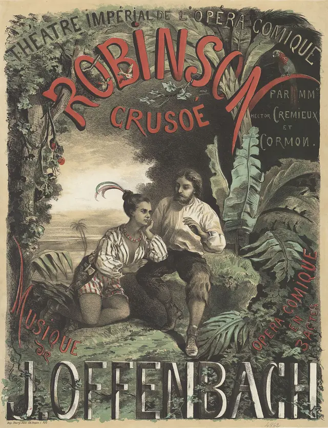 H. Colin - Poster for the première of Jacques Offenbach's Robinson Crusoé