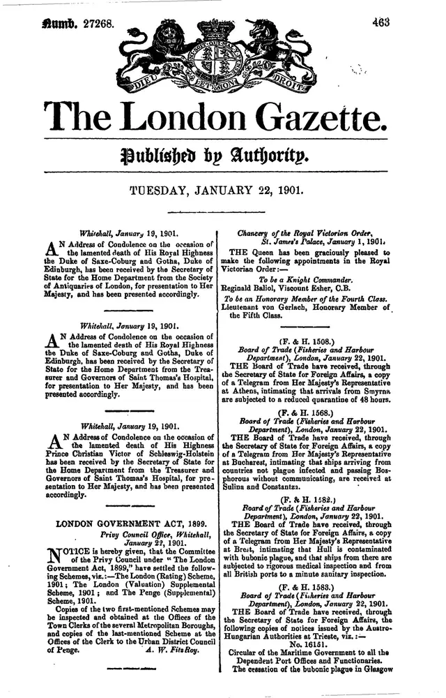 The London Gazette 27268
