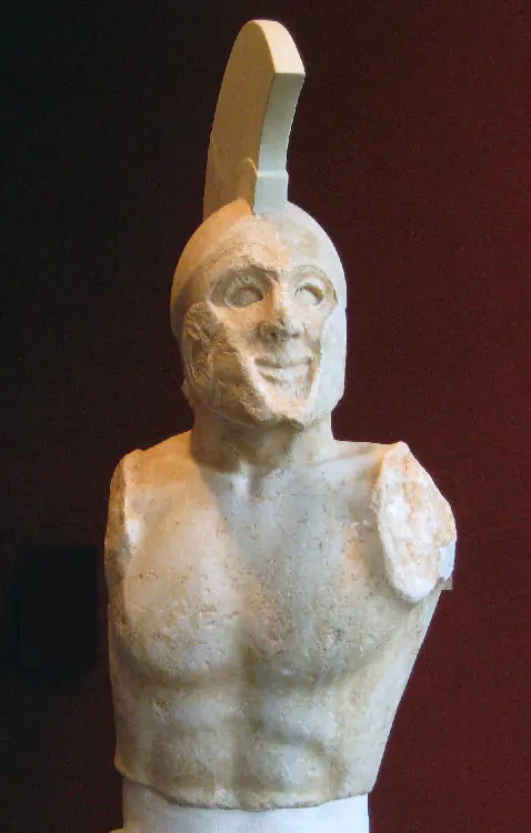 Sparta, Temple of Athena Chalkioikos, Statue of a Spartan hoplite (possibly Leonidas)