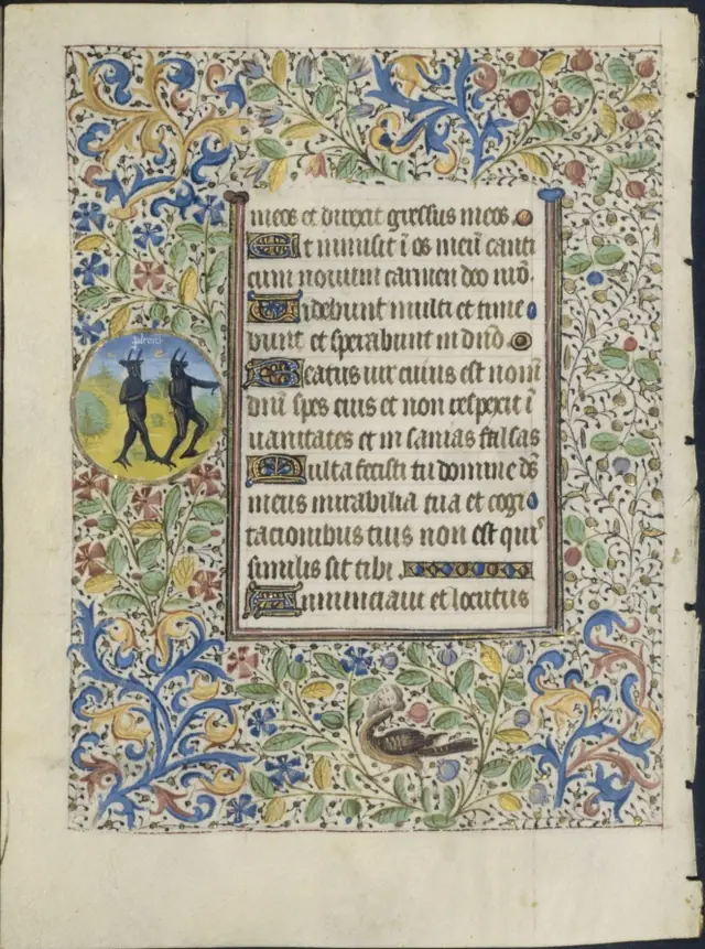 Leaf from a Book of Hours: Office of the Dead: Two Devils (verso)