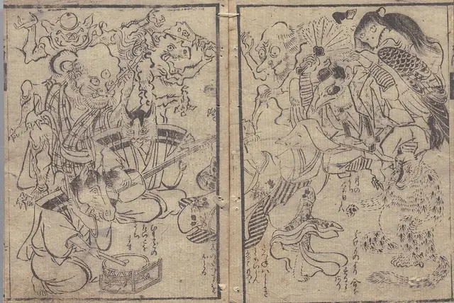 Masayoshi(1788)-Yōkai chakutōchō-fol06b07a-kitsune&horsehead&etal