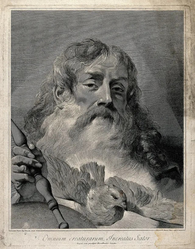 God the Father with the Holy Ghost. Line engraving by G.M. P
