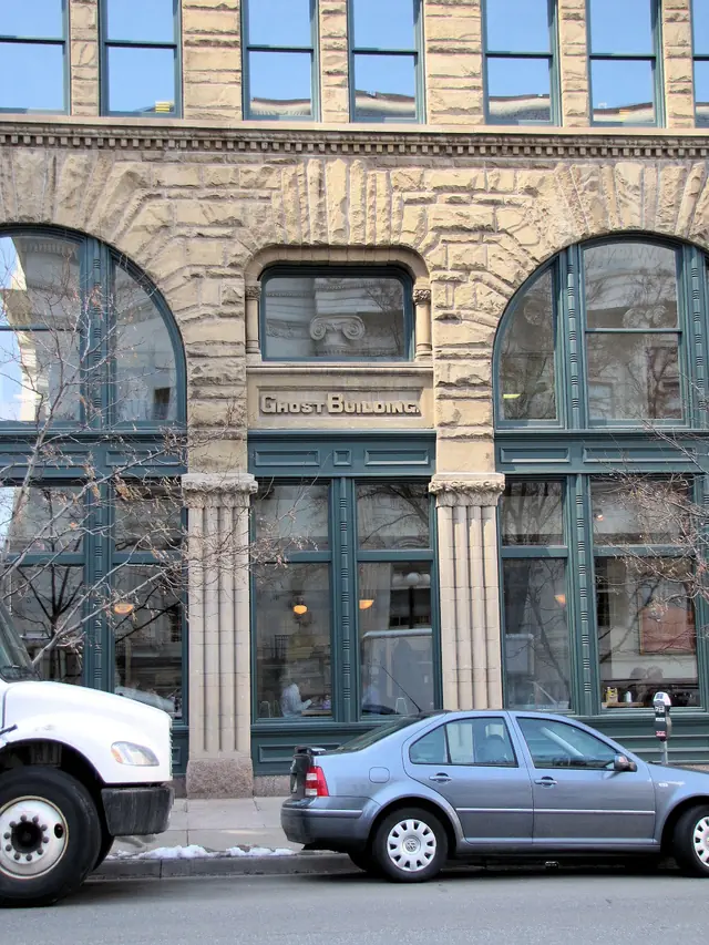 'Ghost' building engraving