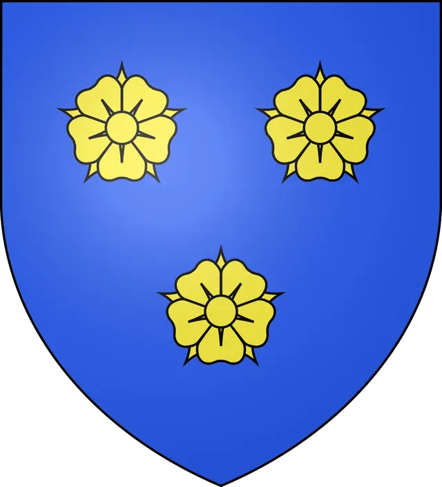 Blason-azur-3-roses-or