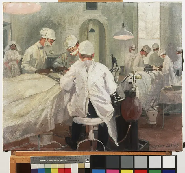 The Queen's Hospital for Facial Injuries, Frognal, Sidcup - the operating theatre Art.IWMART3659