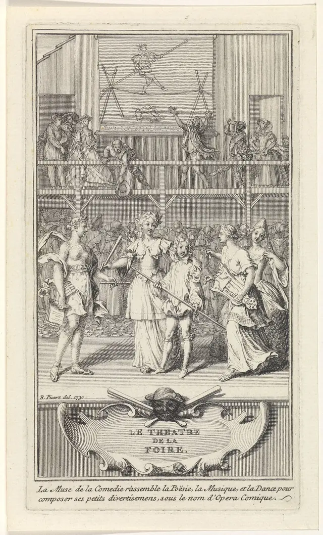 Allegorische titelpagina met Thalia Titelpagina voor A.R. Lesage, Le theatre de la foire (..), 1731, RP-P-OB-51.521