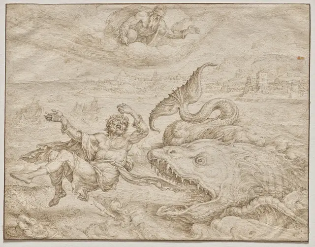 Jonah Cast Out by the Whale onto the Shore of Nineveh