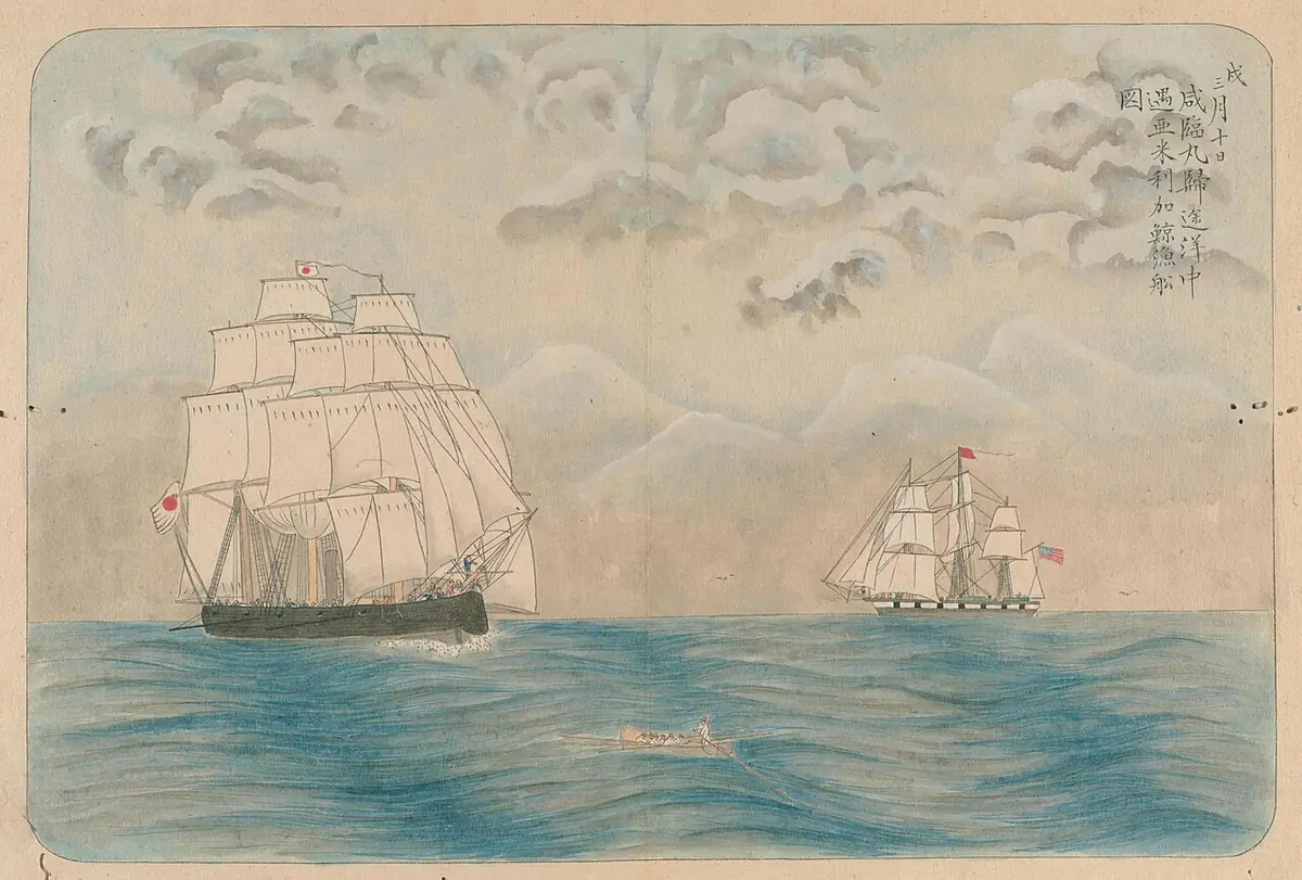 Kanrin Maru encounters American whaling ship