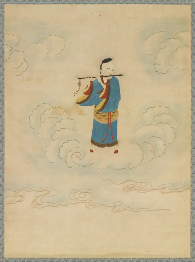 明顧繡八仙慶壽掛屏(七)韓湘子 軸