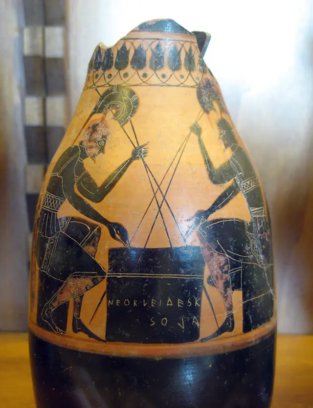Black-figure olpe with Achilles and Ajax (Rome, Mus Cap vase inv. 6)