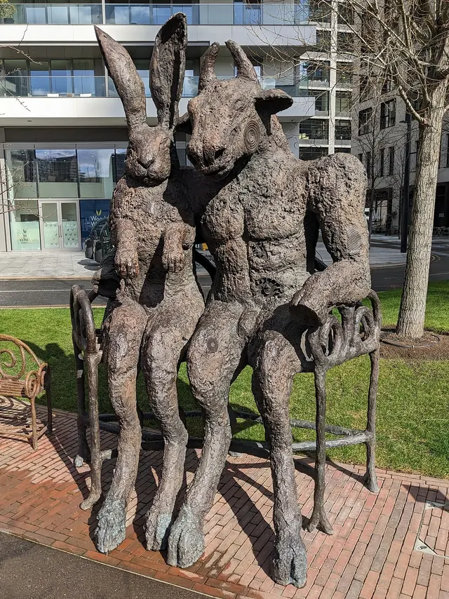 Sophie Ryder - Minotaur and Hare on Bench