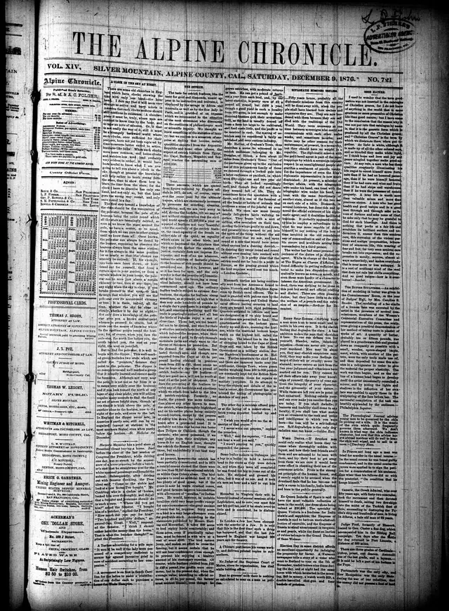 The Alpine Chronicle 1876-12-09