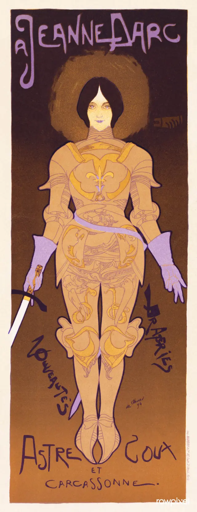 Affiche pour le Magasin de Nouveautés "A Jeanne d'Arc" à Carcassonne (1898) print in high resolution by Georges de Feure. Original from The New York Public Library. Digitally enhan