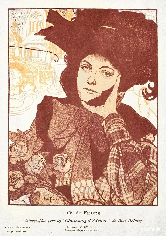 Chansons d'Atelier (1901) print in high resolution by Georges de Feure. Original from The Sterling and Francine Clark Art Institute. Digitally enhanced by rawpixel. (51080975467)