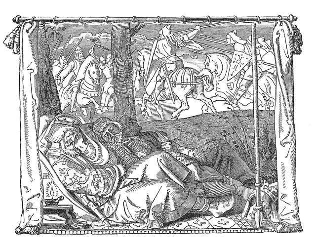 Alfred Rethel - Die Nibelungen 02 Der nächtliche Überfall