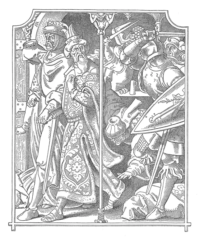 Alfred Rethel - Die Nibelungen 04 Wie Burgunden und Heunen stritten