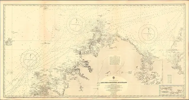 Admiralty Chart No 1047 Cape Ford to Buccaneer Archipelago, Published 1883, New Edition 1922