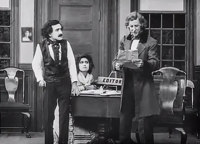 Actor Herbert Yost (left) as Edgar Allan Poe in 1909 Biograph film