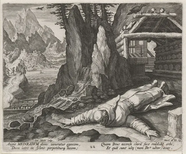 Heilige Meinradus van Einsiedeln als kluizenaar, RP-P-OB-60.298
