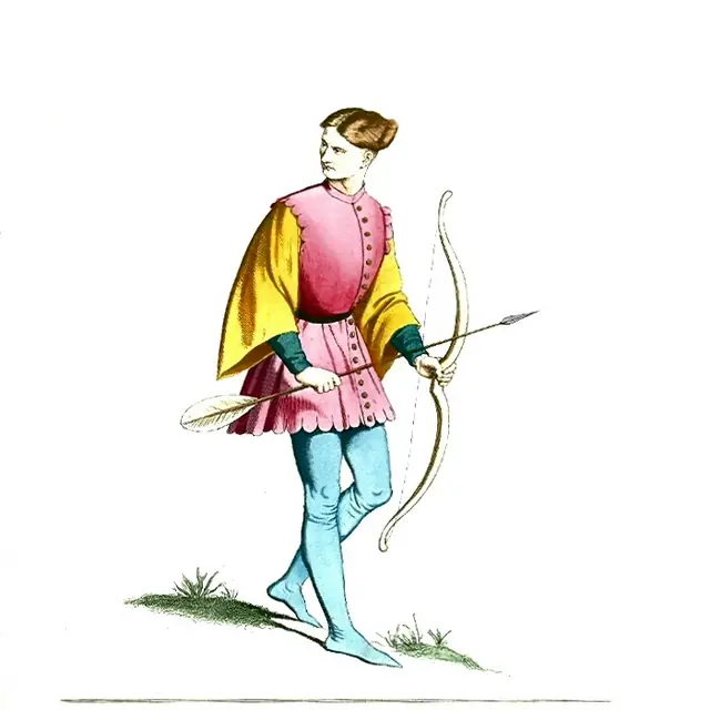 Archer - Man with Bow and Arrow in Medieval Dress or Costume