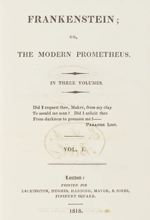 Christie's auction scan of Frankenstein 1818