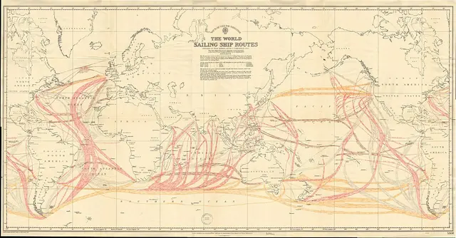 Admiralty Chart No 5308 The World Sailing Ship Routes, Published 1946