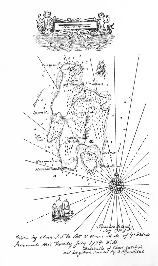 Treasure Island Map over Treasure Island