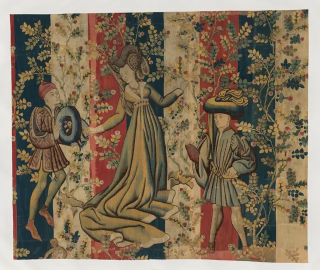 Courtiers in a Rose Garden: A Lady and Two Gentlemen