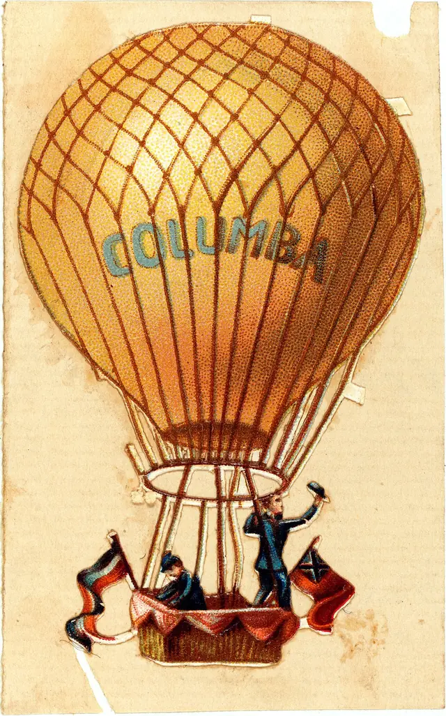 Balloon "Columba" flying with two passengers, 1860-1900