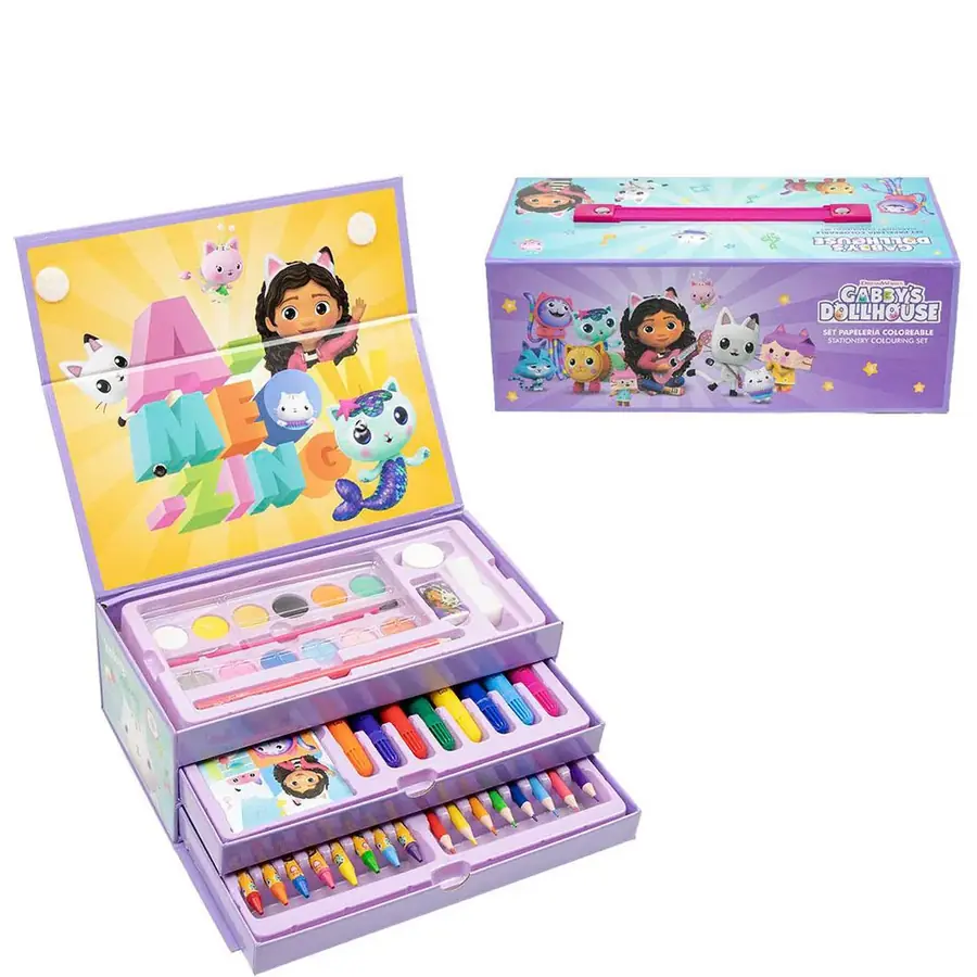 Maletin papeleria coloreable La Casa de Muñecas de Gabby